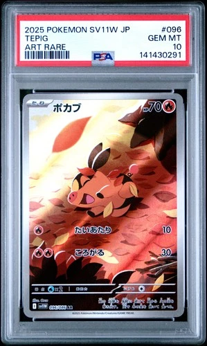2025 POKEMON JPN SV11W-WHITE FLARE ART RARE #096 TEPIG PSA 10