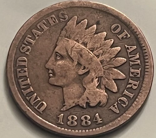 1884 Indian Head Cent VG/Fine Brown Sharp Reverse Victorian Era BN171