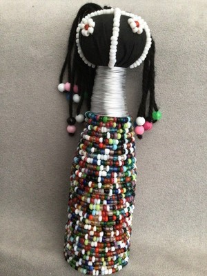 Vintage Zulu Sangoma Doll South Africa Traditional Folk Art Hand Beaded 15 cm