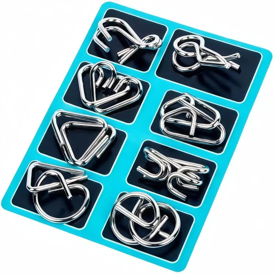 Metal Wire Puzzle Set of 24 with Pouch,Brain Teaser IQ Test Trick Toy for Party