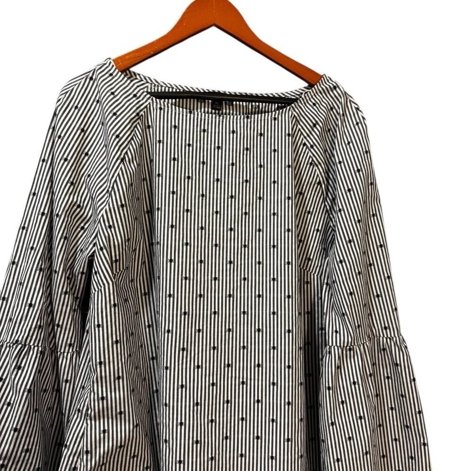 Banana Republic Kristen Bell Sleeve Top – Striped with Embroidered Dots Size: XL - Image 3 of 4