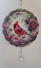 3D Metal Hanging Cardinal Wind Spinner 8"
