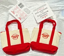 AUTHENTIC NWT Limited TRADER JOE'S Mini Micro Canvas BAG w/Tote  Set Of 2 (R&R)