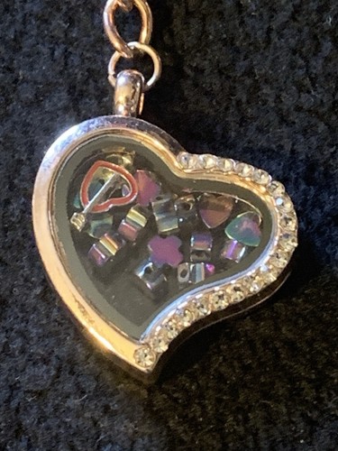 Rose Gold Heart Locket Keychain Keyring with Mini Heart Charms - Picture 1 of 7