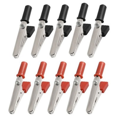 10Pcs 55mm Small Metal Electrical Test Clamps Alligator Clips Plastic Handle
