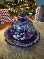 Fenton Valencia. Carnival Blue Covered Dish