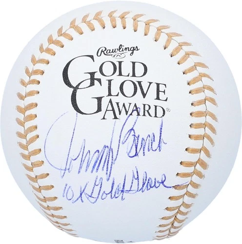 Johnny Bench Cincinnati Reds Signed Gold Glove Baseball w/"10X G.G." Insc