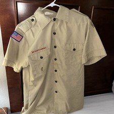 Boy Scout BSA UNIFORM SHIRT Mens Medium Short Sleeve Tan G77