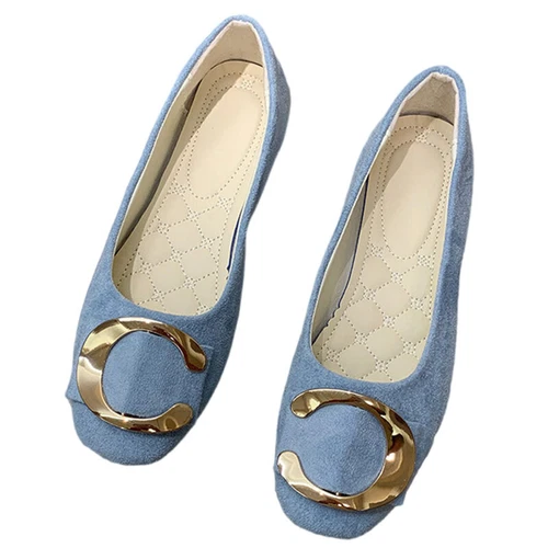 Women Flats Slip On Flat Shoes Formal Ladies Square Toe Classic Pumps Buckle - Bild 113 von 113