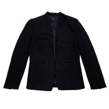 J Crew 365 Sz 2 Slim Fit Twill Open Suit Blazer Jacket Black Office Business