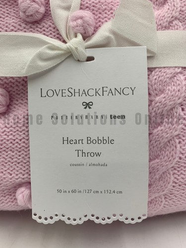Pottery Barn Teen Love Shack Fancy Calantha Heart Pom Pom Throw Pink 50 x 60 #B6 - Picture 2 of 5