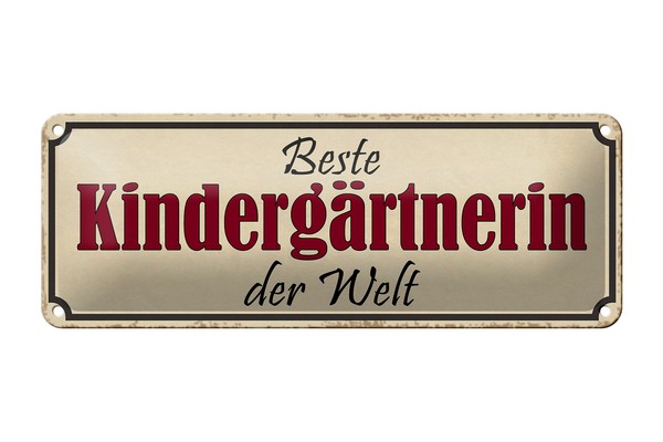 Blechschild Spruch 27X10 Cm Beste KindergäRtnerin Der Welt Deko Schild Tin Sign-image