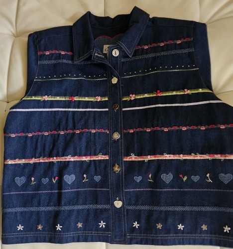 WOMENS VINTAGE DENIM JACKET EMBELLISHED HIP HOP SIZE LARGE KORBET CITY BLUES EUC - Picture 13 of 18