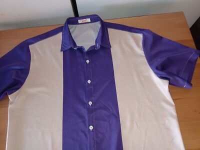 Hoo Men's Reto Bowling Shirt Purple And Cream XL