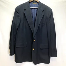 Brooks Brothers Mens Navy Blue BROOKSEASE Single Breasted Gold Button Blazer 46L