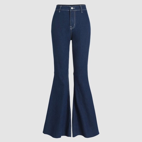 Cider High Rise Bell Bottom Flare Denim Jeans Womens Medium M Dark Blue Boho