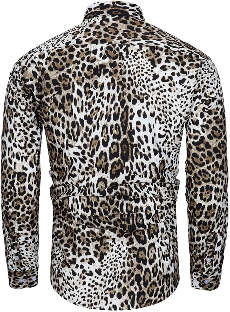 Mens leopard print dress shirt 2025