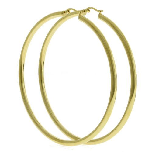Women 4mm 14K Gold Filled Large Round BIG THICK Hoop Earrings Click Top 40-80mm - Picture 9 of 30