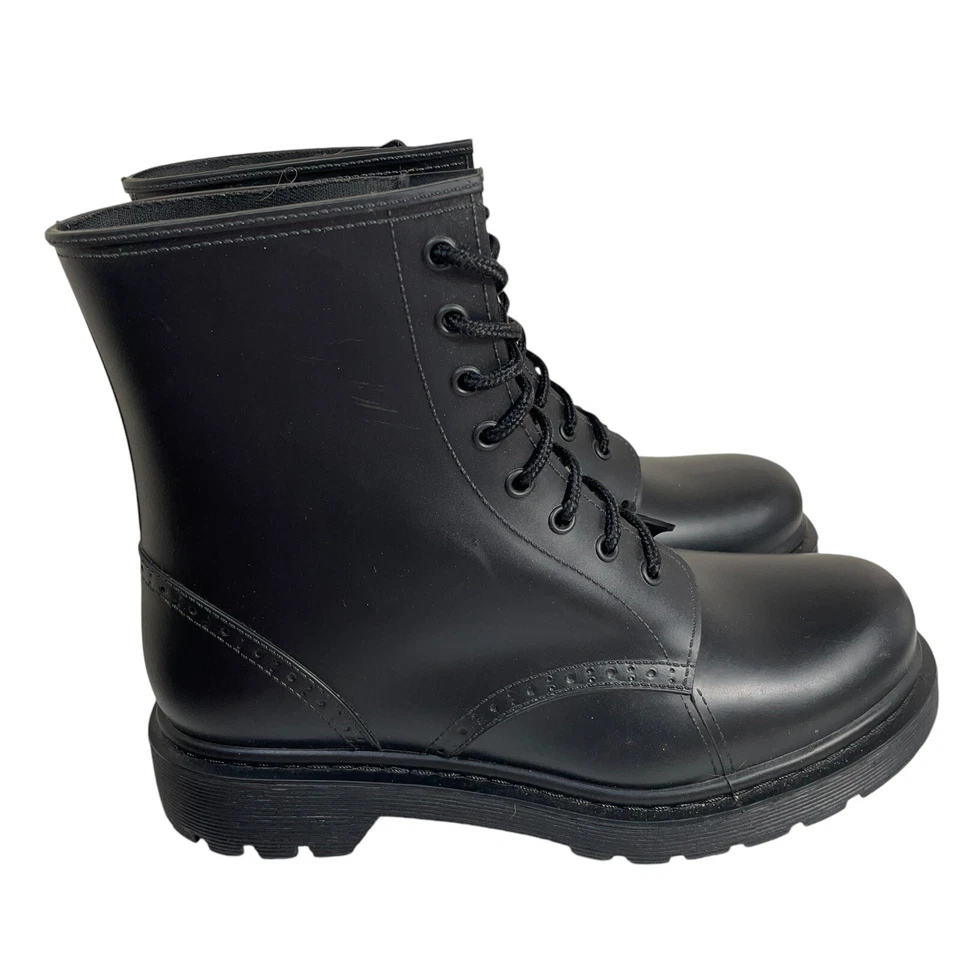 Botas Portland Madden Girl para mujer talla 8 negras de goma impermeables con cordones nuevas Foto 4 de 4