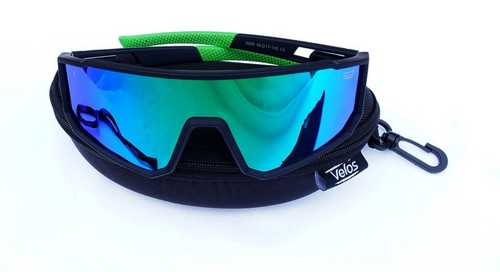 Velos™ Sports Sunglasses Baseball Cycling Polarized Mirror Lenses Blk/Green - Picture 6 of 12