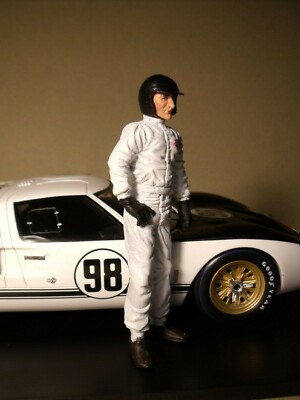 Figurine 1/18 Ken Miles – Non Peinte – Résine – Ford Cobra Shelby – Exoto, CMR, Spark