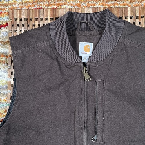 Carhartt Puffer Insulated Lined Duck Canvas Vest Brown Full Zip Men’s XL Tall - Picture 3 of 3