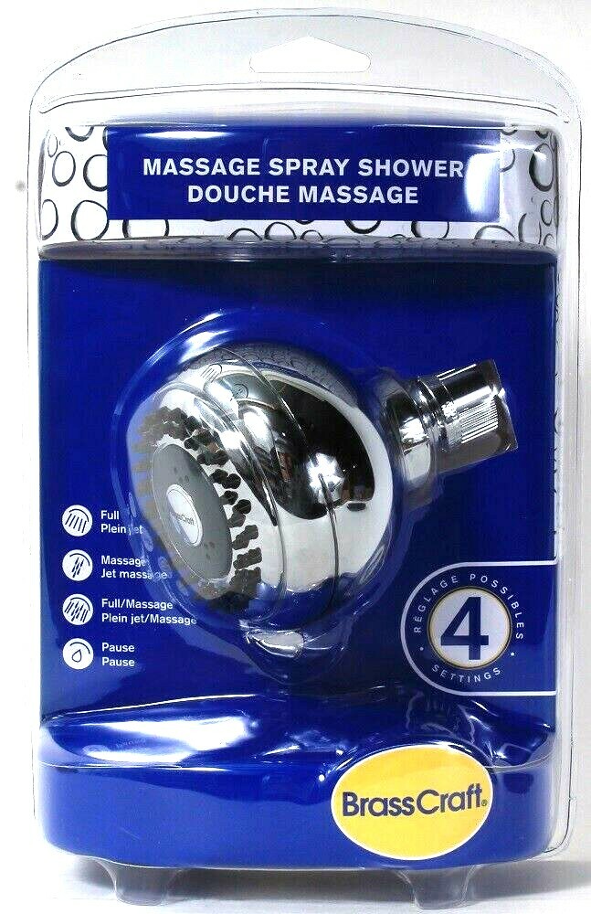 1 Ct BrassCraft Massage Spray Shower Chrome 4 Settings Full &/Or