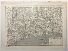1911 Vintage CONNECTICUT Atlas Map Old Authentic Antique Encyclopedia Britannica