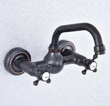 Black Oil Rubbed Brass Wall Mount Kitchen Faucet Bathroom Sink Mixer Tap 2sf722