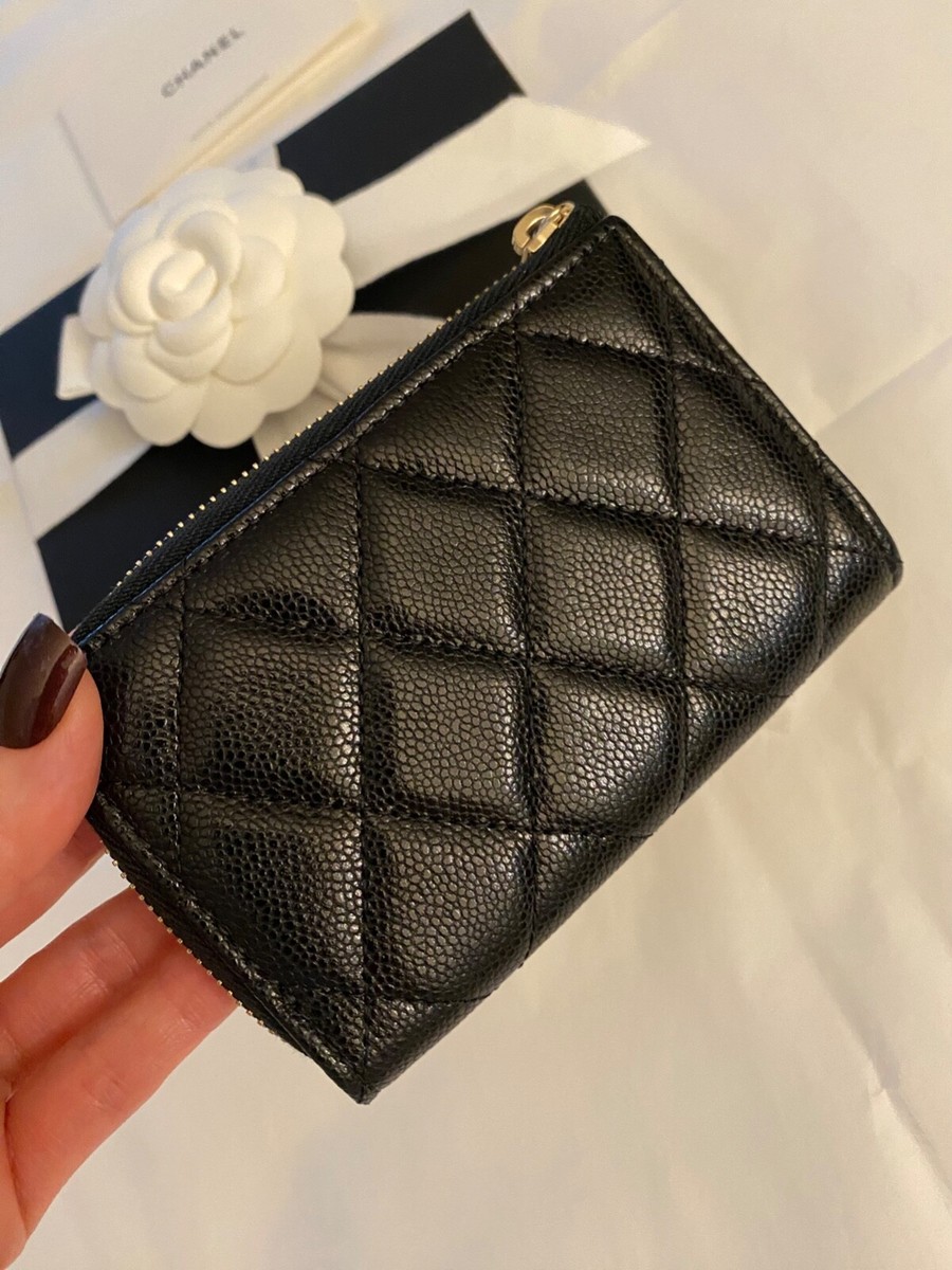 Chanel Classic Zipped Key Holder Black Caviar Leather Card Chanel Classic Zipped Key Holder Black Caviar Leather Card
