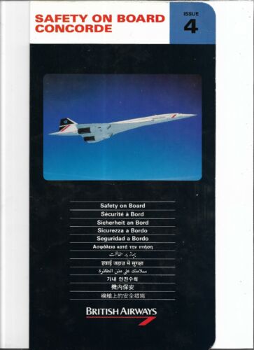 Concorde British Airways Safety Card issue 4 Pine &amp; Co F606 (4th) 1992 RARE