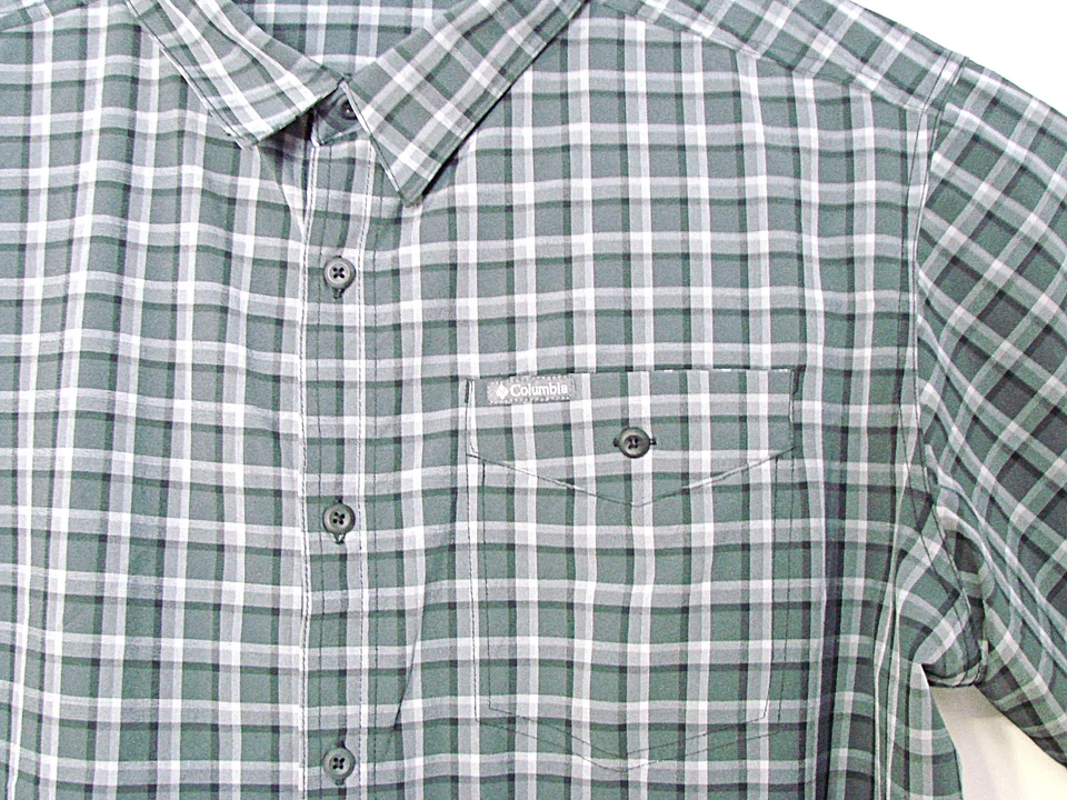 Camisa de vestir de trabajo Columbia para hombre gris negra a cuadros con bolsillos abotonados XXL Foto 3 de 4