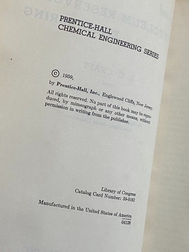 APPLIED PETROLEUM RESERVOIR ENGINEERING Craft/Hawkins '59 1stEd HC/DJ * NICE!!! - Picture 3 of 6
