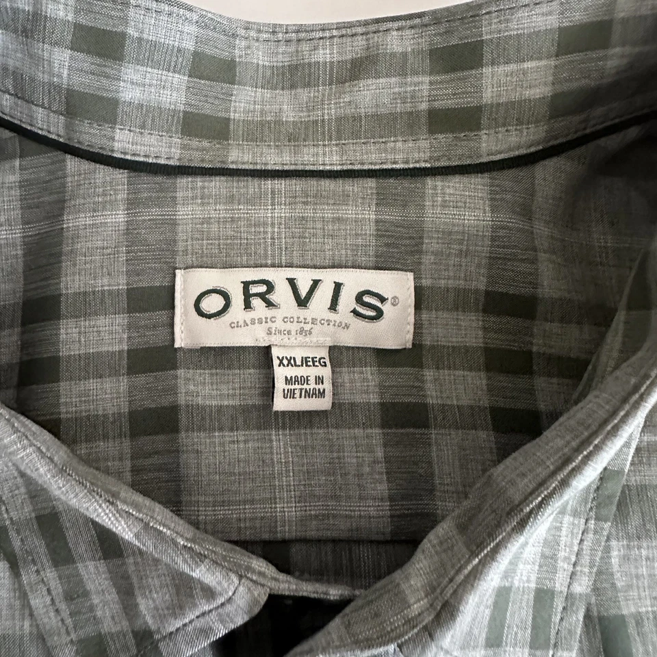 Camisa Orvis Classic Collection manga corta abotonada a cuadros para hombre XXL verde Foto 3 de 4