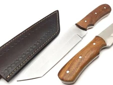 D2 STEEL CUSTOM HANDMADE SHARP HUNTING DAGGER TANTO KNIFE WALNUT WOOD GRIP COVER