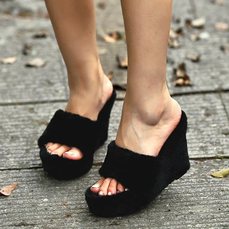 Fur platform on sale sandals