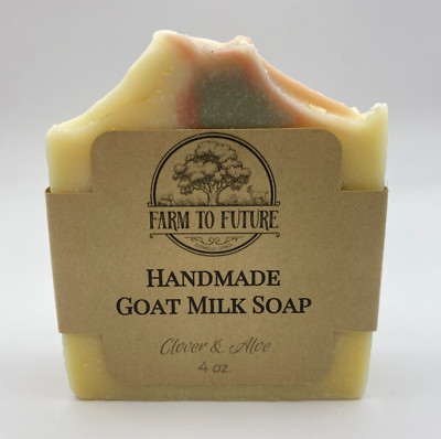 4oz Handmade Goat Milk Soap, Clover Aloe, Sensitive Skin, Natural Soap
