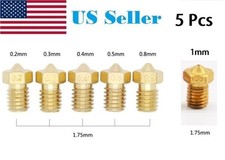 5Pcs 0.2/0.3/0.4/0.5/0.8mm Brass Nozzle 1.75mm 3DPrinter V5 V6 J-Head Hotend