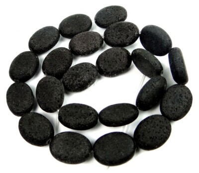 18x13mm Natural Black Lava Oval Beads - Aromatic - Essential Oils Diffuser 15''