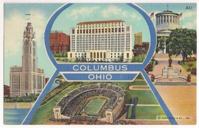 Postcard OH Multiple Views of Columbus Ohio to Oneida, Wisconsin 1949 Curt Teich