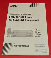 JVC - OWNER'S MANUAL - VIDEO CASSETTE RECORDER - HR-A54U - VINTAGE/ORIGINAL