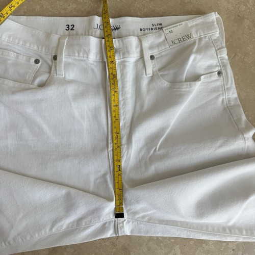 J Crew White Slim Boyfriend Jeans Womens Size 32 Raw Hem Denim - Picture 6 of 15