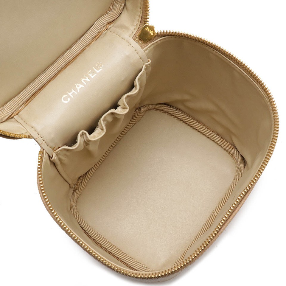CHANEL Coco Mark Vanity Bag Handbag Cosmetic Pouch Caviar Skin Leather