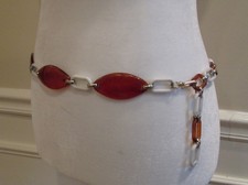 VINTAGE FAUX TORTOISE LUCITE AND WHITE CHAIN LINK BELT