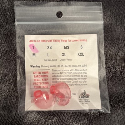 Doc's Proplugs Swimming Ear Protection Non-Vented Ear Pro Plugs Size T Tiny Pink