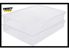 A4 Transparent Plastic Craft Storage Boxes with Lids for Art Supplies 2Pcs Clear