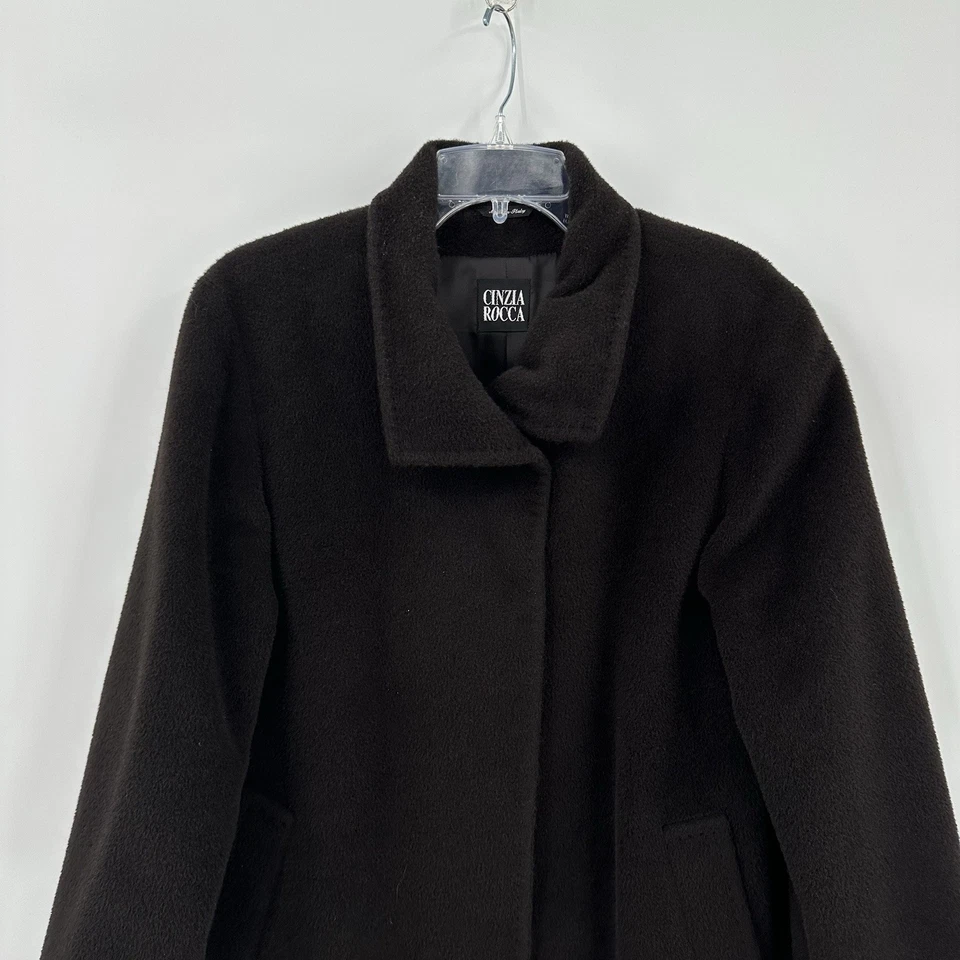 CINZIA ROCCA coat jacket 100% baby alpaca cupro lined made in italy brown US 8 - Image 2 of 4