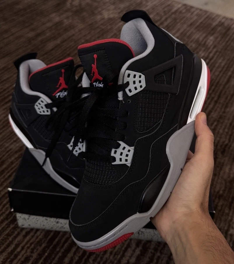 Las mejores ofertas en Jordan 4 Retro Bred Black/Fire Red Cement