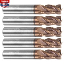 5Pcs 1/2" 4 Flute Solid Carbide 1" LOC x 3" OAL End Mills - TiSiN Coated