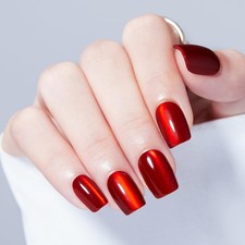 Modelones Red Cat Eye Press on Nails, Spring Short short, B7-Red